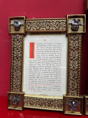 Exceptional Art Nouveau Set Canon Boards. Applications 4 Evangelists Measurements : 1 X 60 W X 50 H Cm. 2 X 33 W  X 42 H Cm. en Brass / Bronze / Gilt / Glass, France 20 th century ( Anno 1935 )