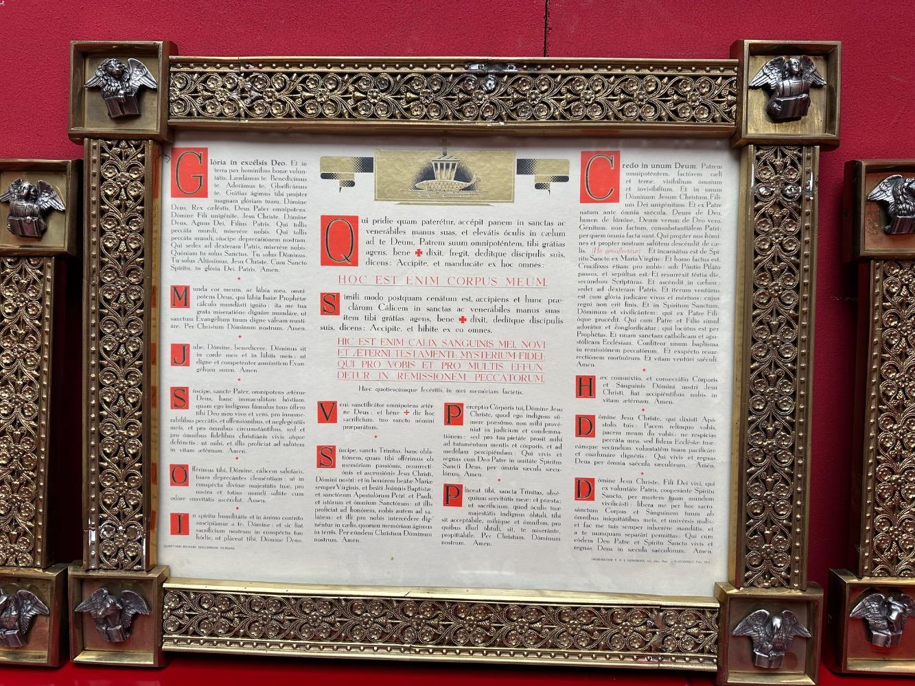 3  Exceptional Art Nouveau Set Canon Boards. Applications 4 Evangelists Measurements : 1 X 60 W X 50 H Cm. 2 X 33 W  X 42 H Cm.