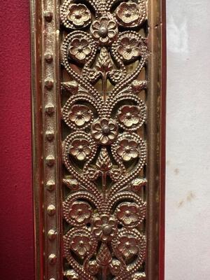 Exceptional Art Nouveau Set Canon Boards. Applications 4 Evangelists Measurements : 1 X 60 W X 50 H Cm. 2 X 33 W  X 42 H Cm. en Brass / Bronze / Gilt / Glass, France 20 th century ( Anno 1935 )