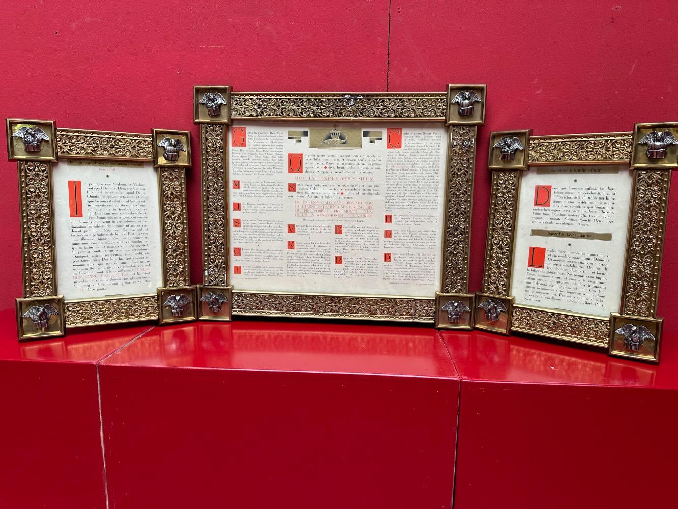 3  Exceptional Art Nouveau Set Canon Boards. Applications 4 Evangelists Measurements : 1 X 60 W X 50 H Cm. 2 X 33 W  X 42 H Cm.