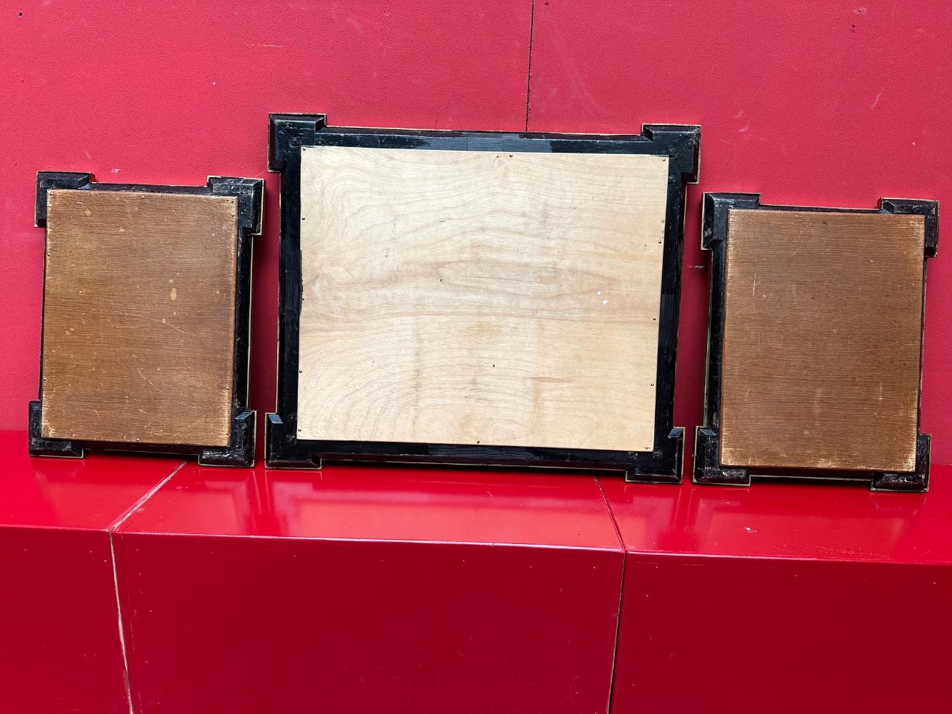 3  Exceptional Art Nouveau Set Canon Boards. Applications 4 Evangelists Measurements : 1 X 60 W X 50 H Cm. 2 X 33 W  X 42 H Cm.