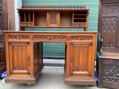 Gothic Furniture en Oak Wood, Belgium / France 19th century