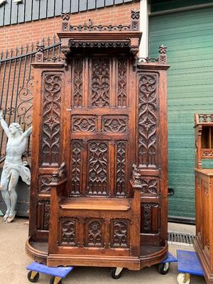 Gothic Furniture en Oak Wood, Belgium / France 19th century