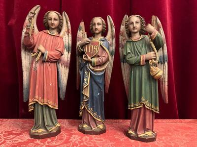 Angels  style Gothic - Style en Hand - Carved Wood , Belgium  19 th century