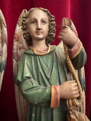 Angels  style Gothic - Style en Hand - Carved Wood , Belgium  19 th century
