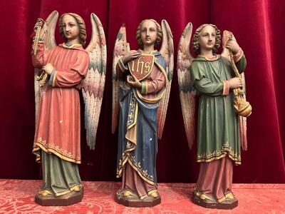 Angels  style Gothic - Style en Hand - Carved Wood , Belgium  19 th century