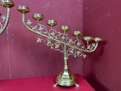 Candle Holders style Gothic - Style en Brass / Bronze / Polished and Varnished, Belgium  19 th century ( Anno 1885 )