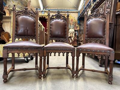 Chairs  style Gothic - Style en Walnut wood , France 19 th century