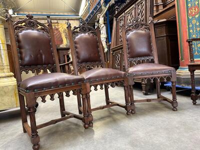 Chairs  style Gothic - Style en Walnut wood , France 19 th century