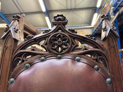 Chairs  style Gothic - Style en Walnut wood , France 19 th century
