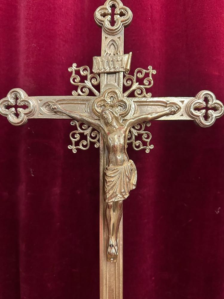 3 Gothic - style Matching Pair Candle Holders With Cross. Measures Candle Holders Without Pin