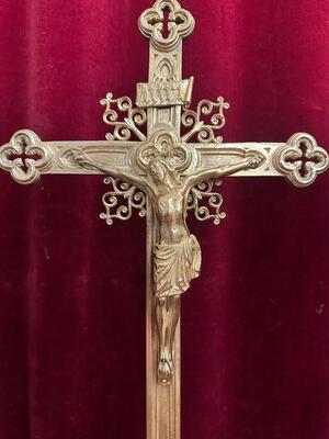3 Gothic - style Matching Pair Candle Holders With Cross. Measures Candle Holders Without Pin
