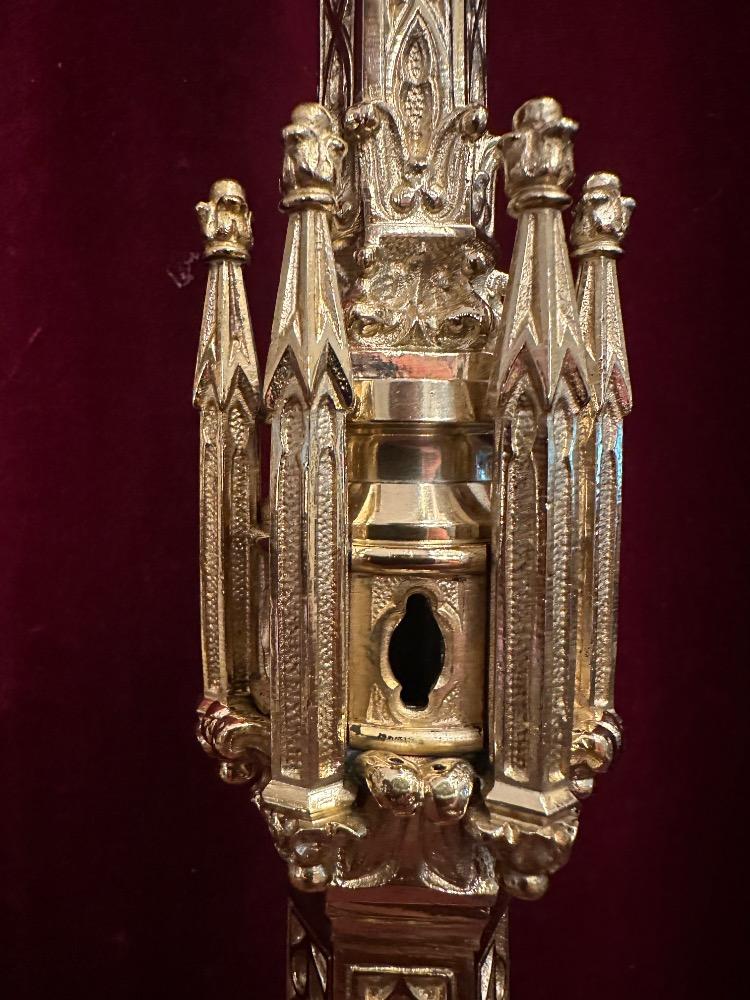 3 Gothic - style Matching Pair Candle Holders With Cross. Measures Candle Holders Without Pin