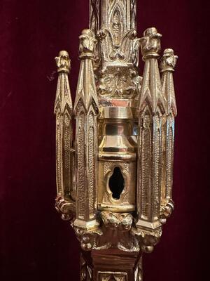 3 Gothic - style Matching Pair Candle Holders With Cross. Measures Candle Holders Without Pin