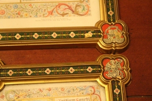 Set Canon Boards On The Edges 4 Evangelists style Gothic - style en wood polychrome, Belgium 19th century (Anno 1885)