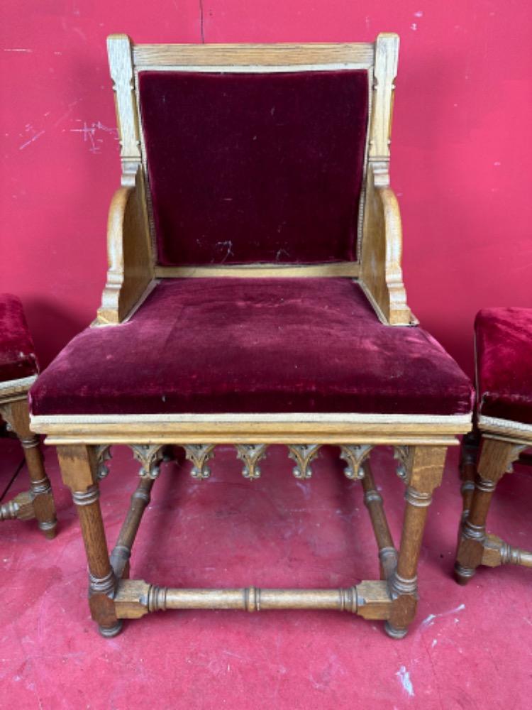 3 Gothic - Style Set Of Priest Altar - Seats.