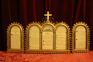 Canon Boards Measurements : 1 X 40 X 34 Cm. 2 X 30 X 18 Cm.  style Romanesque en Brass / Bronze / Gilt, France 19th century