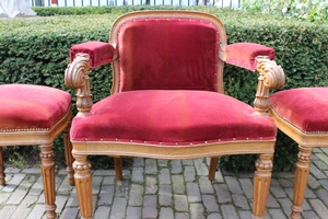 Set Of Priest Choir - Seats. Completely & Professionally Refit According To The Traditional Methods And With Original Materials. Belgium 19th century