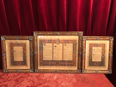 3  Stunning And Large Set Of Canonboards Each 8 Enamel Applications. Measures : 1 X 64 Cm W X 55 H. 2 X 41 Cm W X 50 Cm H.