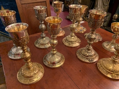 Chalices en Full Silver, Belgium & France & Holland 19th century