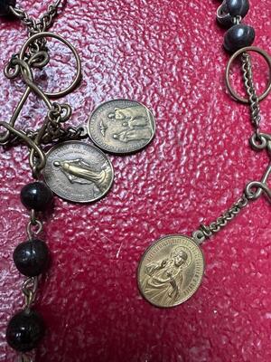 Multiple Lot Of Large Rozaries From Sisters  - Monastery Medallions & Applications style Classicistic en Bronze / Ebony, Netherlands 19 th century