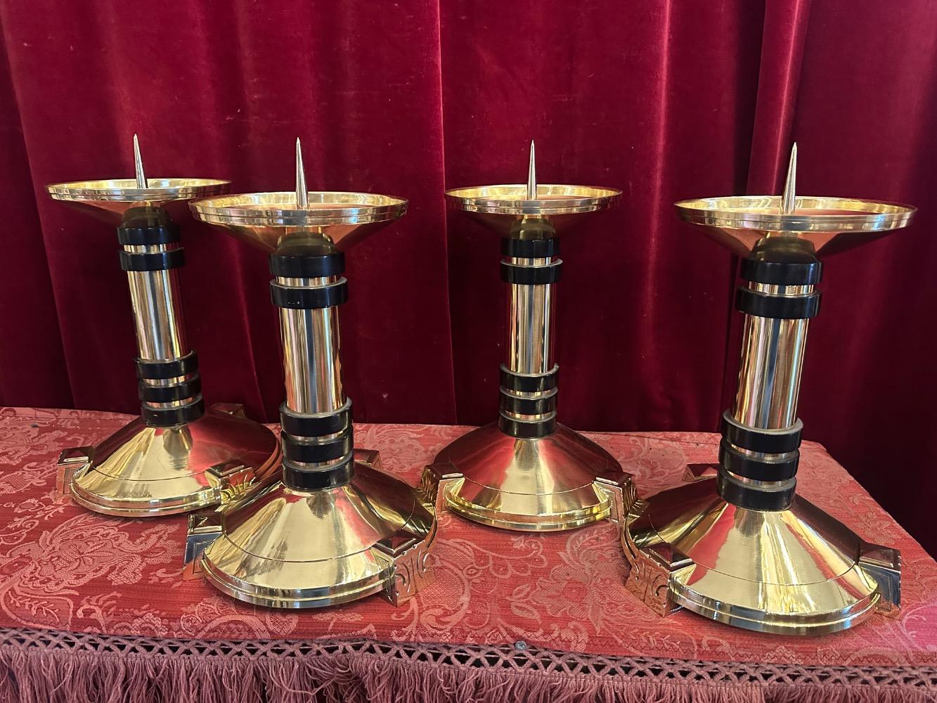 4 art - deco Matching Candle Holders Height Without Pin.