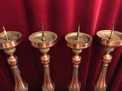 Matching Candle Sticks. Measures Without Pin. style Baroque en COPPER / BRASS, Belgium 18 th century