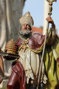 Statues Of The Four Fathers Of The Church style baroque en hand-carved wood polychrome, 17 th century