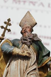 Statues Of The Four Fathers Of The Church style baroque en hand-carved wood polychrome, 17 th century