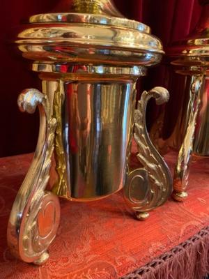 Matching Candle Sticks Measures Height Without Pin. style BAROQUE-STYLE en Brass / Bronze / Polished and Varnished, Berendrecht Belgium 19 th century ( Anno 1874 )