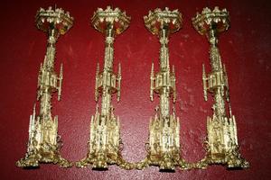 Matching Candle Sticks style Gothic en bronze, FRANCE 19th century