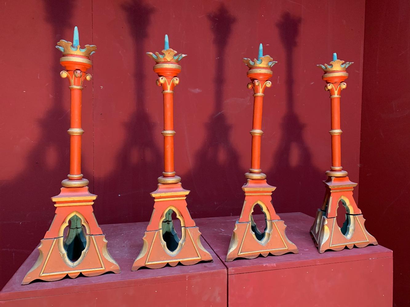 4 Gothic - Style Candle Sticks Measures Without Candle