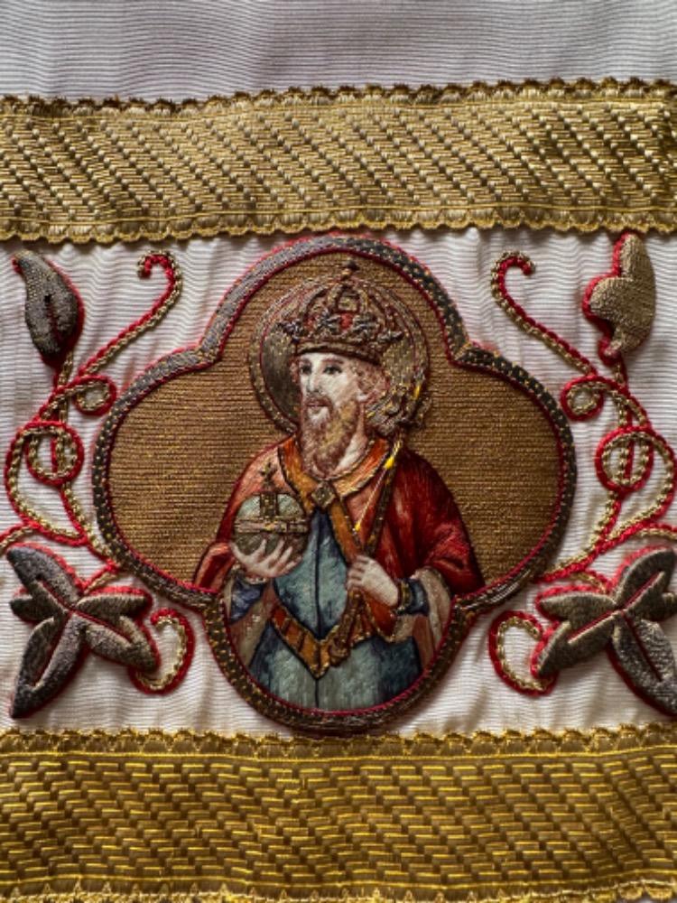 4  Gothic - Style  Complete High - Mass Set, With Chasuble , 2 Dalmatics, Cope, 3 Maniples, 2 Stoles, Burse & Chalice - Veil.