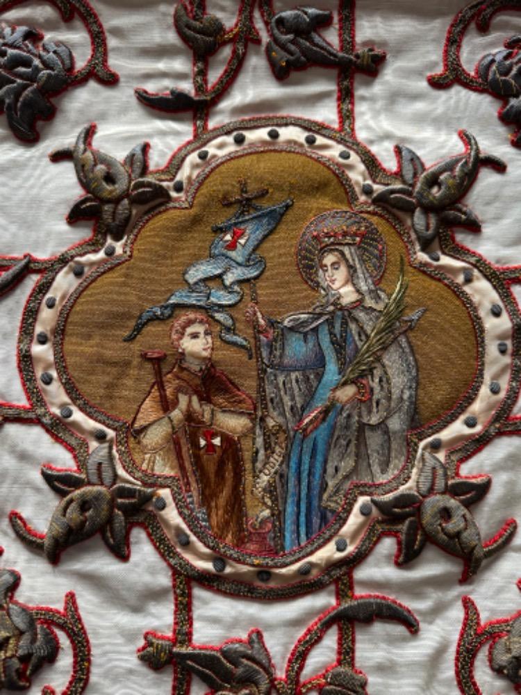 4  Gothic - Style  Complete High - Mass Set, With Chasuble , 2 Dalmatics, Cope, 3 Maniples, 2 Stoles, Burse & Chalice - Veil.