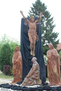 Exceptional Life Size Calvary - Golgotha - Imagination style Gothic - style en Cast Iron, Belgium 19th century