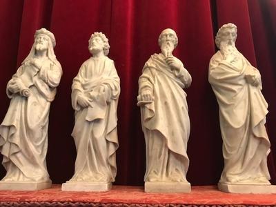 Marble Statues style Gothic - style en Hand-Carved Marble, Belgium 19th century ( anno 1875 )