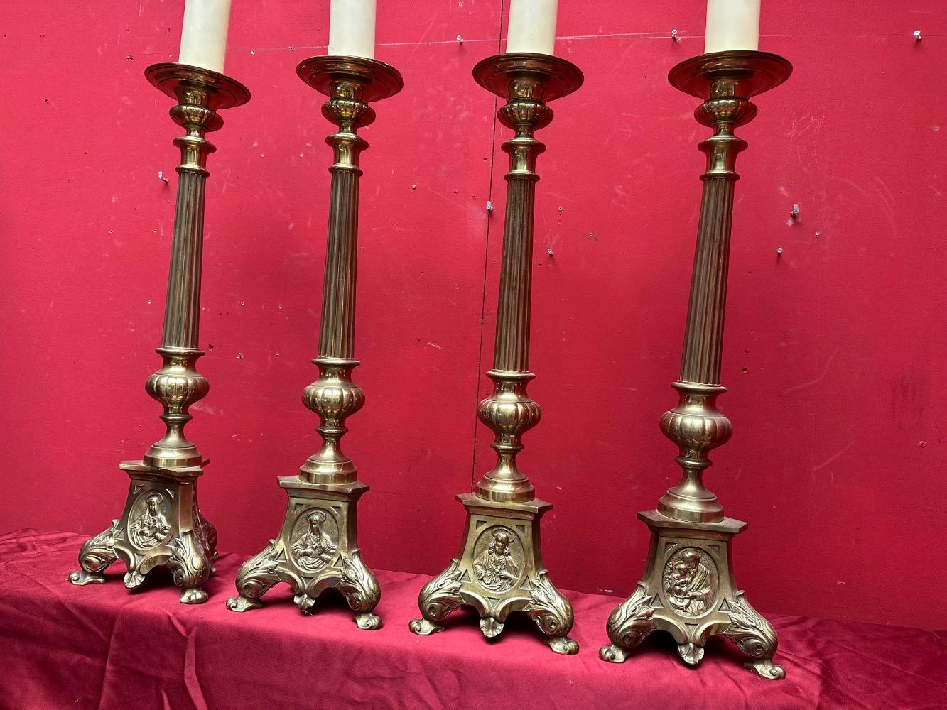 4 Gothic - style Matching Candle Holders Measures Without Pin & Candle