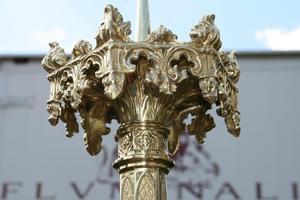 Matching Candle Sticks Altar Set Height Without Pin. style Gothic - Style en Bronze / Polished / New Varnished, France 19th century ( anno 1865 )