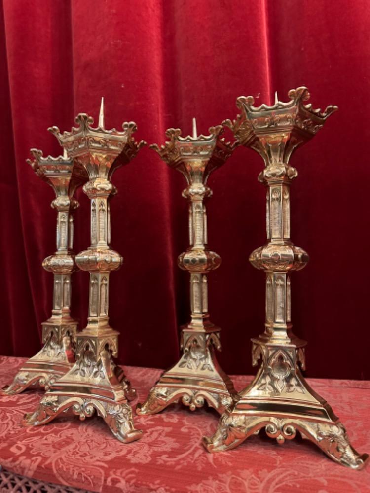 4 Gothic - Style Matching Candle Sticks Height Without Pin.