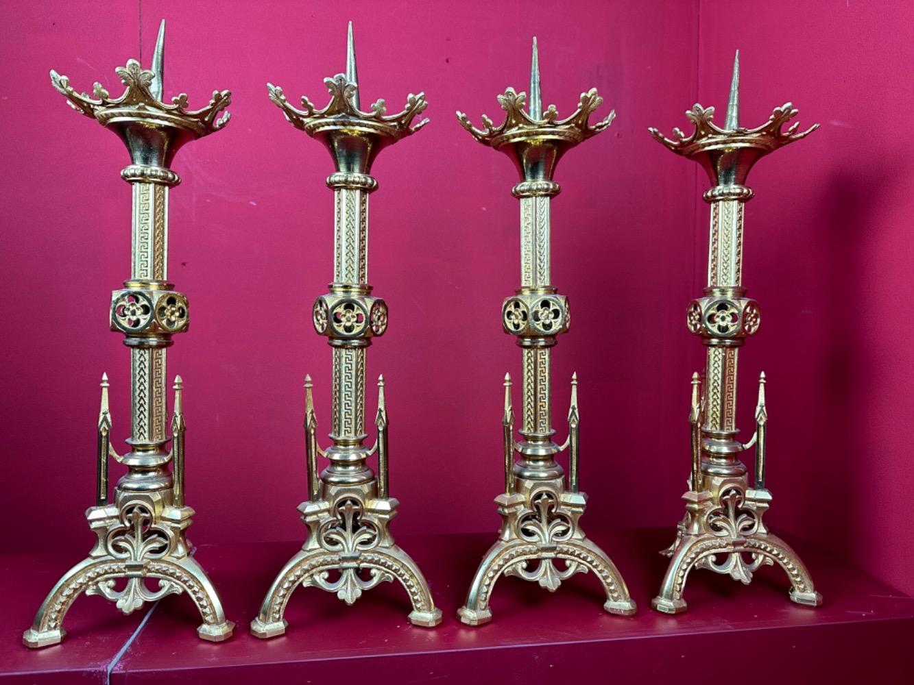 4 Gothic - Style Matching Candle Sticks Height Without Pin.