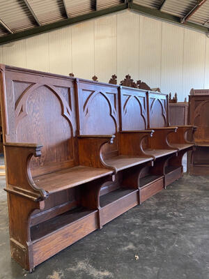 Matching Choir Seats  style Gothic - style en Oak wood, Netherlands  19 th century