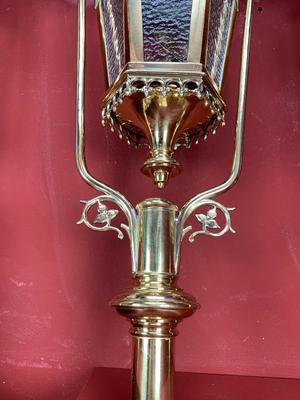 Matching Lanterns style Gothic - Style en Brass / Bronze / Glass / Polished and Varnished, Belgium 19th century ( anno 1890 )