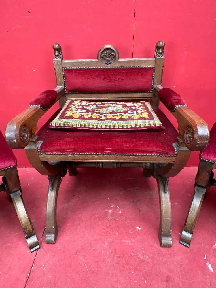 4 Gothic - Style Set Of Priest Altar - Seats.