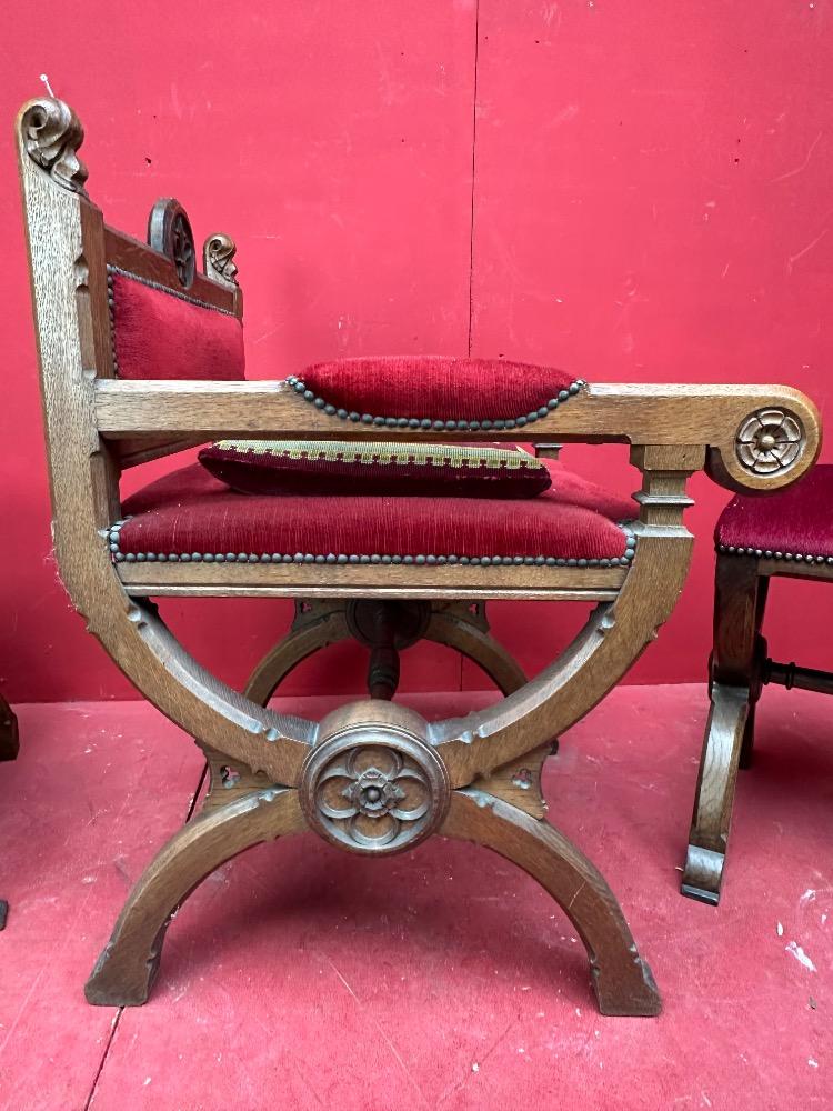 4 Gothic - Style Set Of Priest Altar - Seats.
