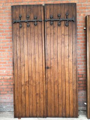 Sets Of Double Doors  style Gothic - Style en Wood / Hand Forged Iron, Belgium  20 th century