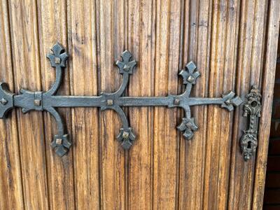 Sets Of Double Doors  style Gothic - Style en Wood / Hand Forged Iron, Belgium  20 th century