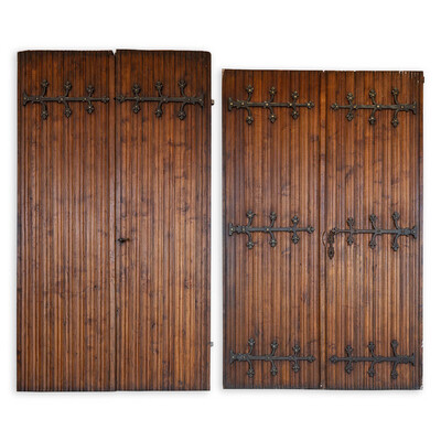 Sets Of Double Doors  style Gothic - Style en Wood / Hand Forged Iron, Belgium  20 th century