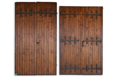 Sets Of Double Doors  style Gothic - Style en Wood / Hand Forged Iron, Belgium  20 th century