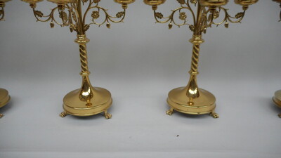 Matching Candle Sticks  en Brass / Bronze, Belgium 19th century