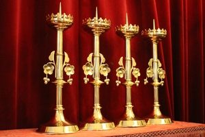 Matching Candle Sticks en Bronze / Polished and Varnished, Belgium 19th century